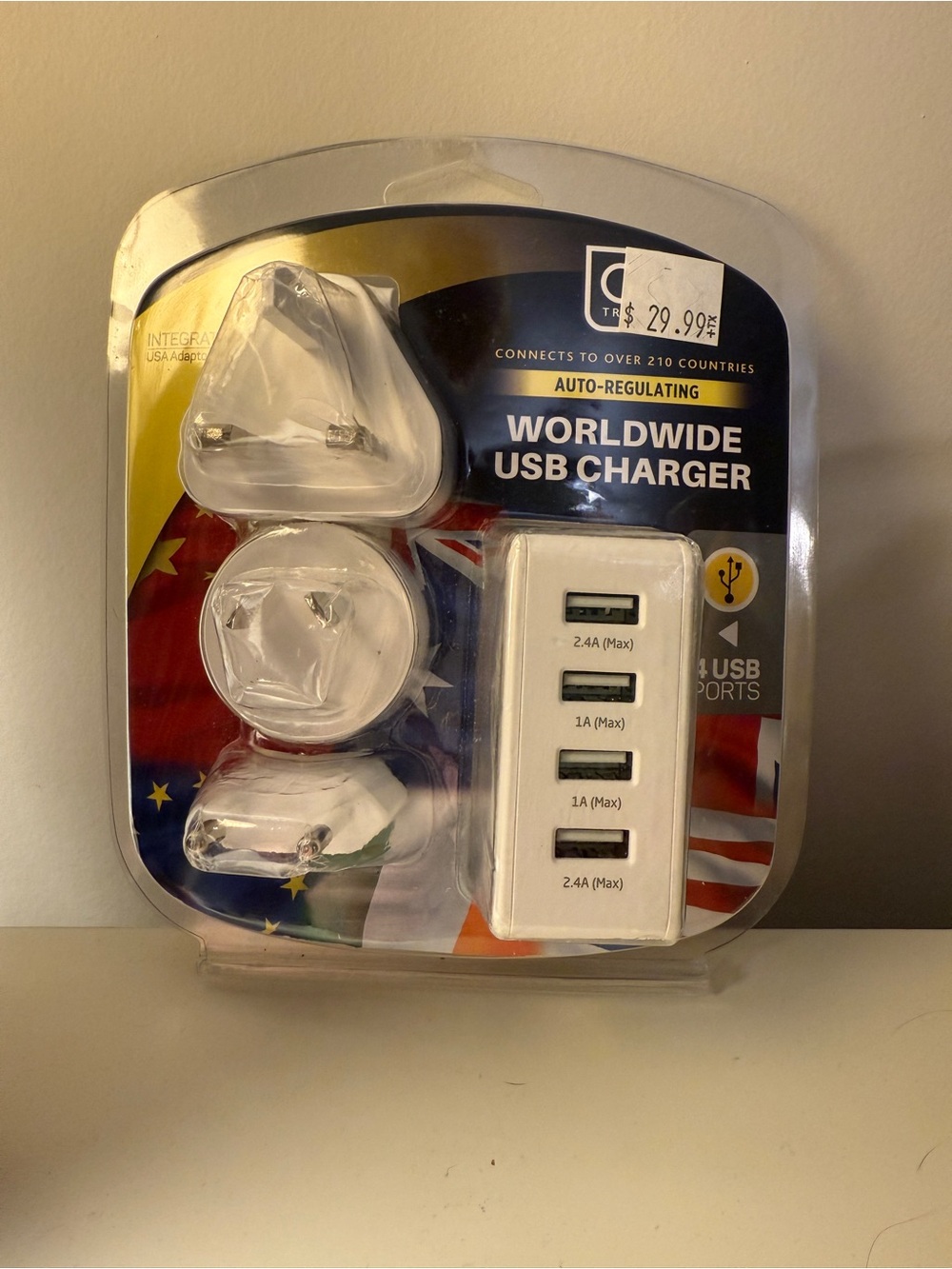Worldwide White 4-Port USB Charger - Auto-Regulating Travel Adapter